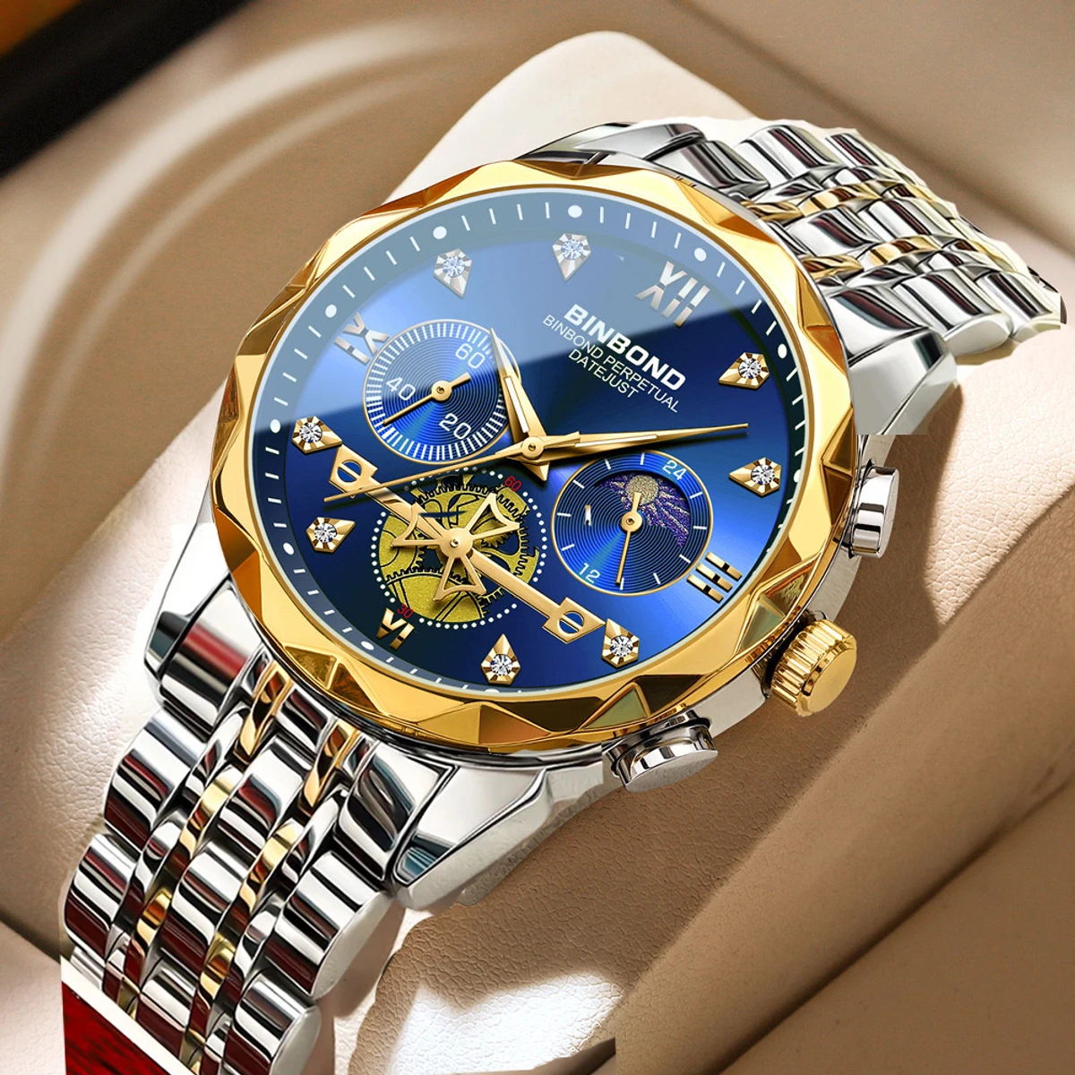 New Blue Business Sport Waterproof Luxury Watch for Men in Stainless Steel